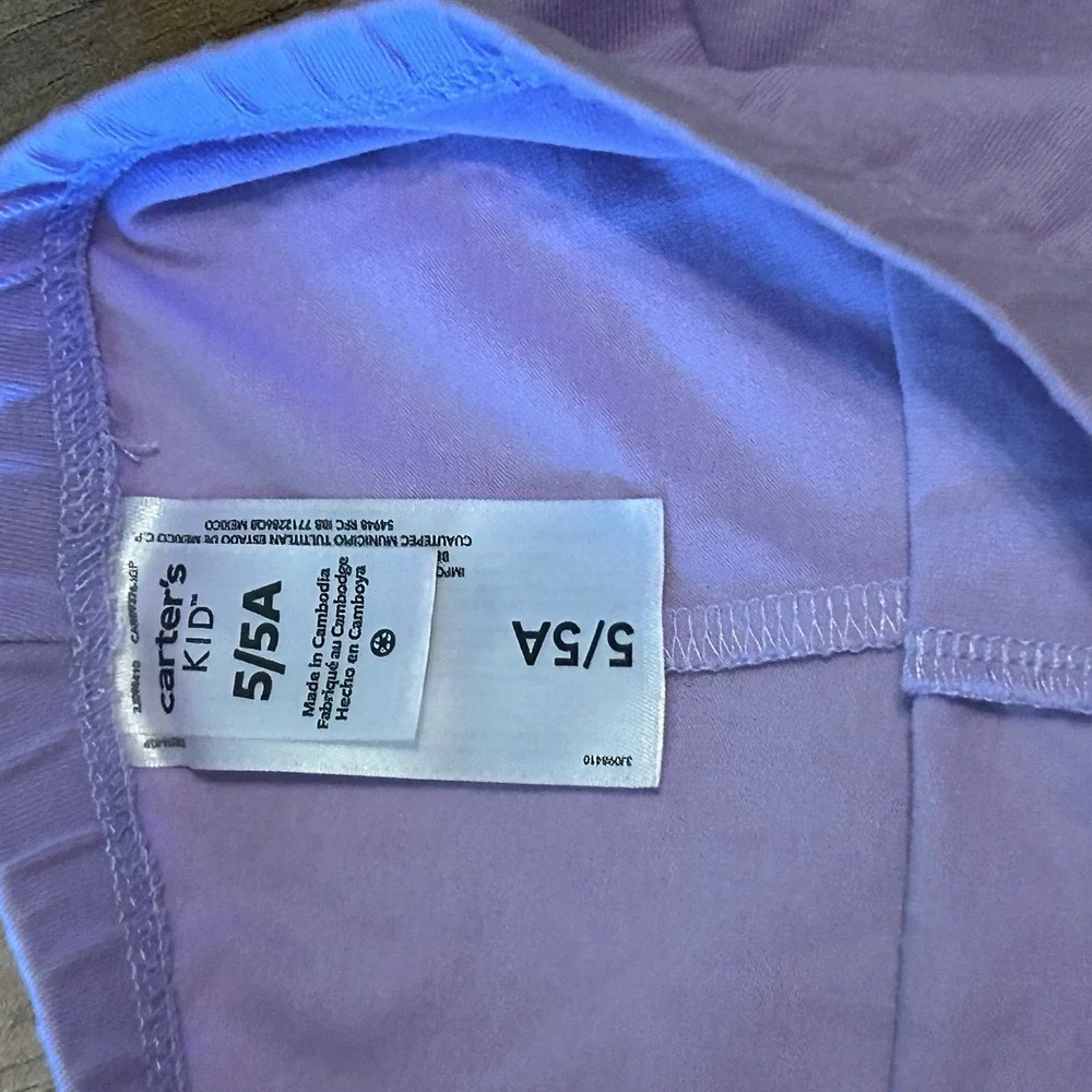 Carters Lilac‎ Purple Leggings Girl's Size 5/5A Cutout Ribbon Detail Cute